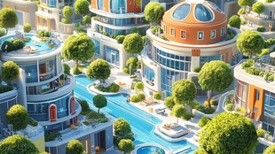 未来感的立体生态城市景观