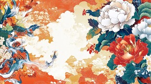国潮风花鸟祥瑞背景图