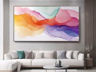 多彩抽象画装点现代客厅