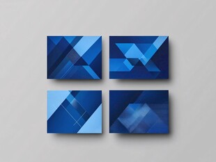 蓝色几何图案名片设计