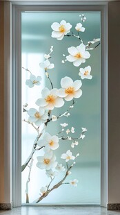 中式梅花玻璃贴纸装饰画