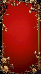 红色金边花卉装饰背景图
