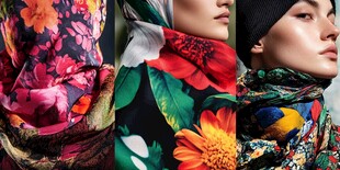 多彩花卉围巾时尚展示