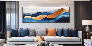现代客厅沙发背景艺术挂画
