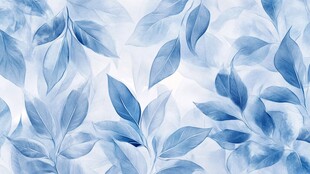 蓝叶水彩风无缝花纹背景