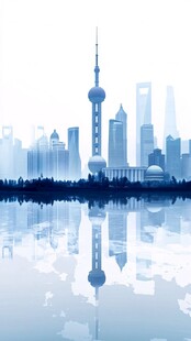 上海外滩城市天际线剪影