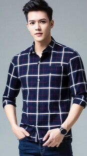 男士格子衬衫时尚穿搭展示