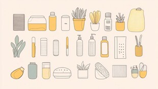 简约风护肤美妆物品集合