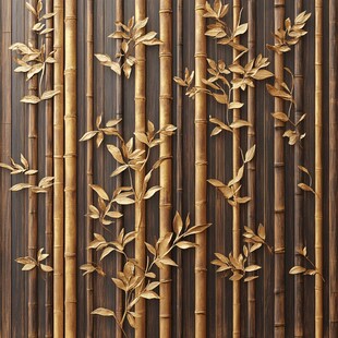 金色竹影墙面装饰艺术