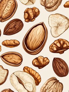 多样坚果插画图案展示