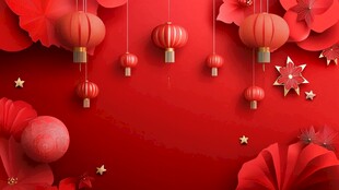 喜庆红色中国风灯笼背景图