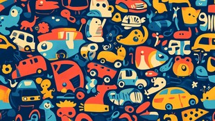 多彩卡通交通工具图案