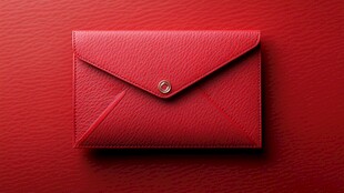 红色精致信封包特写