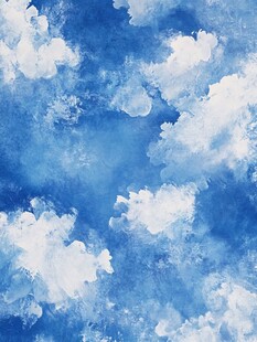 梦幻水彩风蓝天白云背景图