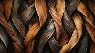 多彩麻花辫发丝纹理特写