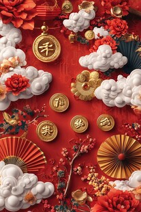 喜庆中式新春装饰元素图