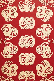 中式传统祥云红色底纹图案