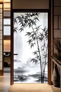 中式玄关水墨竹子艺术屏风