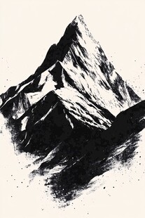 水墨风格巍峨山峰图