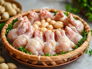 新鲜鸡爪与花生的诱人组合