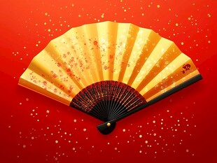 金色折扇 喜庆中国风元素