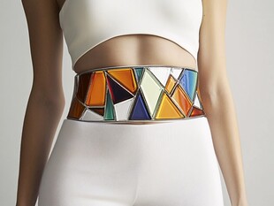 彩色几何图案时尚宽腰封