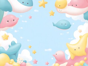 梦幻海洋卡通动物背景图