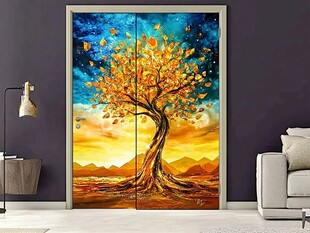 梦幻金色树艺术移门装饰