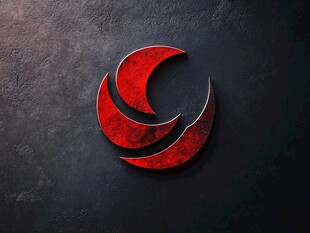 红色金属质感标志图案