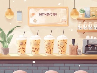 温馨奶茶店的美味饮品展示