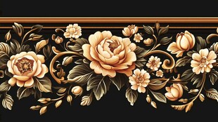 金色花卉边框图案设计