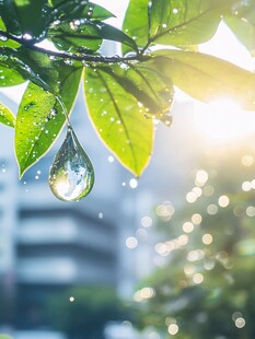 晨露绿叶 阳光洒落之美