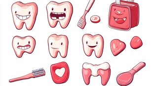 可爱牙齿及口腔护理元素