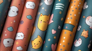 可爱猫咪图案包装纸