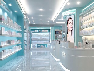 清新美妆店内部精致陈列