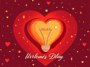 情人节爱心灯泡浪漫插画