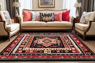 复古风客厅地毯沙发搭配