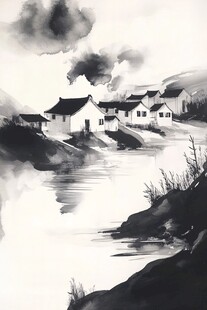 水墨江南水乡景致