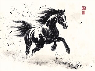 水墨奔马图