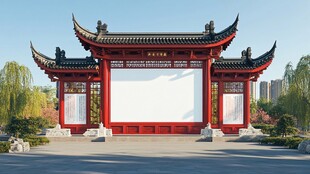 中式古典牌坊 空白匾额