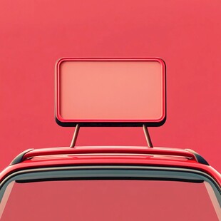 红色车顶空白广告牌