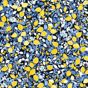 蓝底柠檬花卉图案纹理