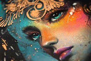 梦幻彩妆艺术女性面部特写