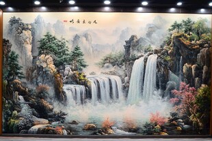 山水瀑布国画艺术作品