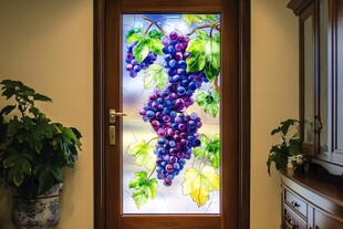 葡萄图案艺术玻璃门