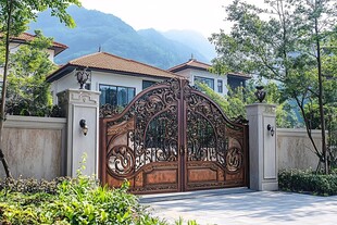 豪华别墅铁艺大门景致