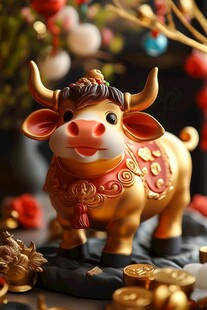 金角福牛摆件 喜庆迎新春