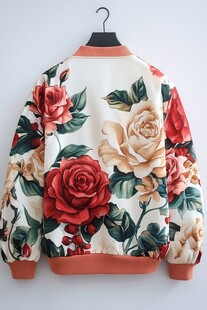 花卉印花时尚棒球夹克