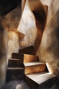 光影下的奇幻几何楼梯