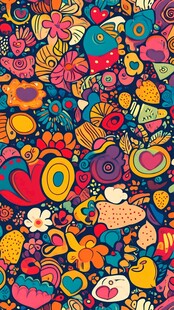 多彩手绘风卡通图案背景